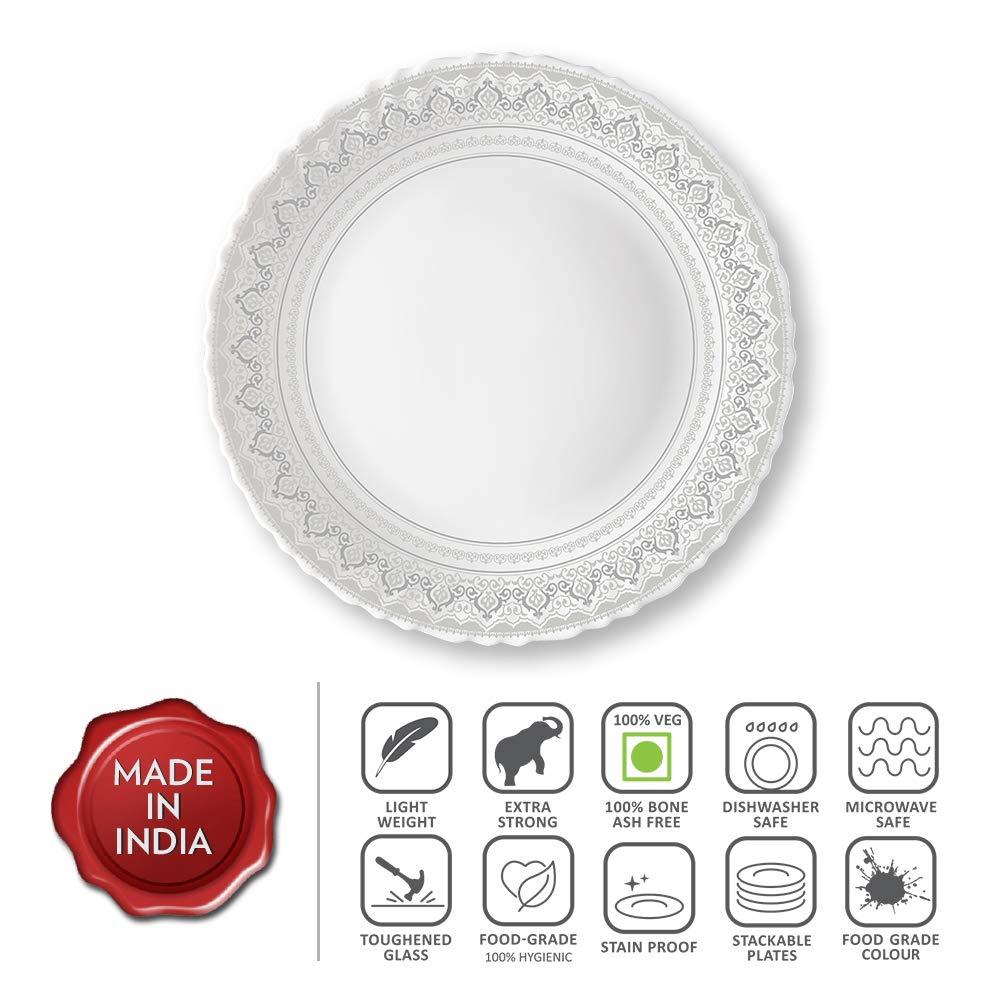 Opalware Classic Full Plate, White, 11 inch, Set of 6