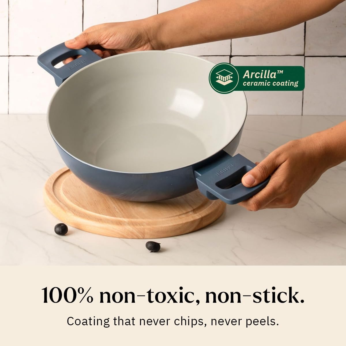 Kadai 24 cm with Glass Lid Soft-Touch Handle Ceramic Non-Stick