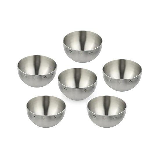 Designer Stainless Steel Katori Set of 6, Multipurpose Vati and Bowl, Dinnerware & Tableware