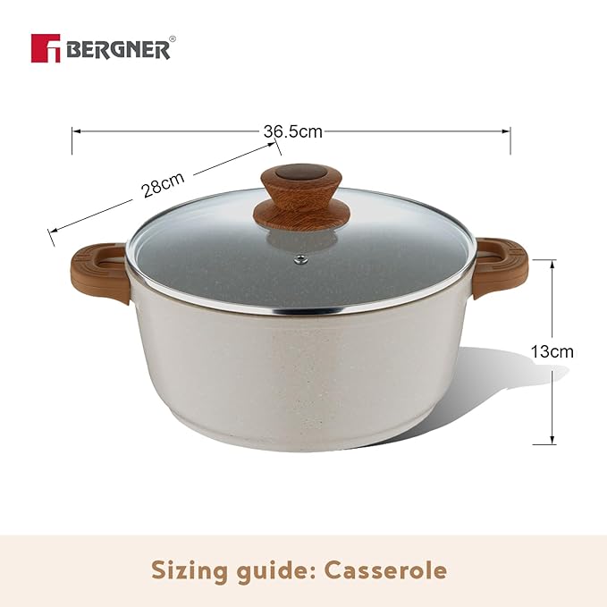 Naturally Die Cast Nonstick 28 cm Casserole With Glass Lid, 5.5 L