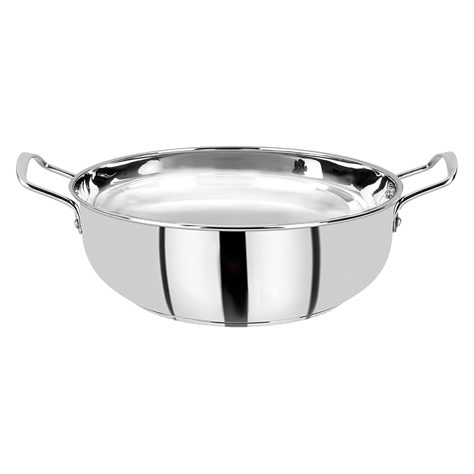 Essential Stainless Steel 20 cm Kadhai With, 2 L Capacity