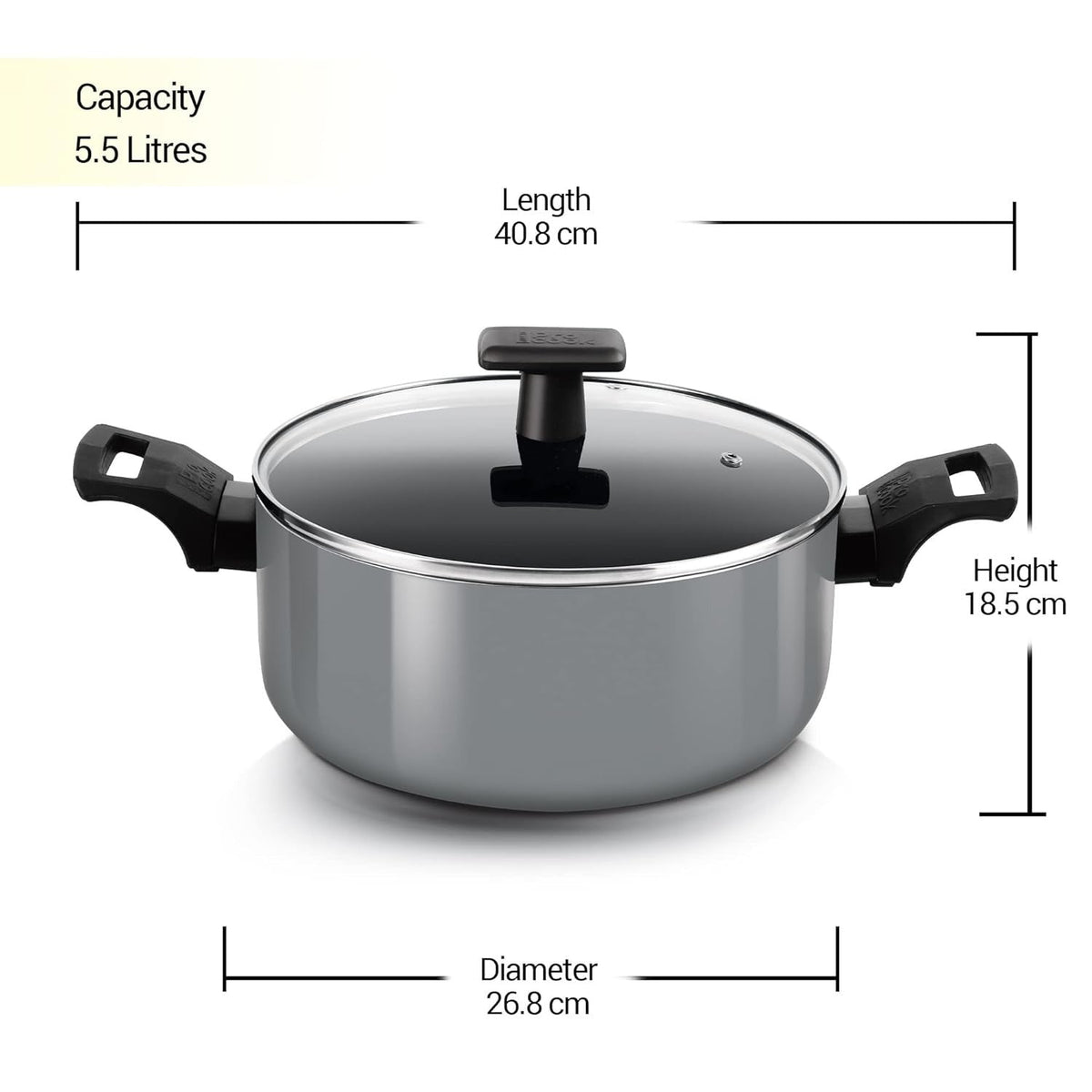 Non-Stick Aluminium Biryani Pot with Glass Lid Induction