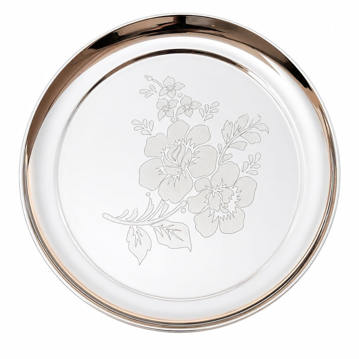 Stainless Steel Laser Design Dinner Plate - Set of 4