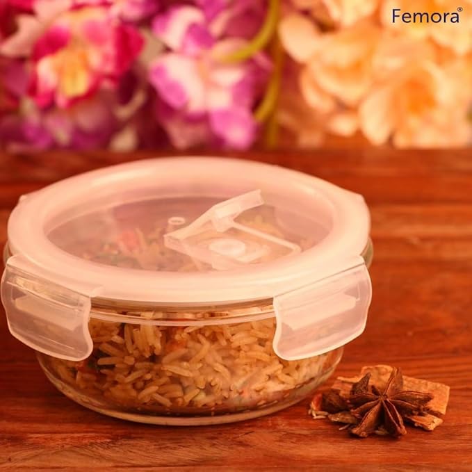 Borosilicate Glass Containers for Kitchen, Storage Box for Kitchen With Air Vent Lid, Set of 1, 380 ml
