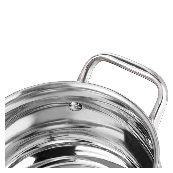 Stainless Steel Saucepot with Glass Lid 2 L, 16 cm, 2.6 mm Thick Base