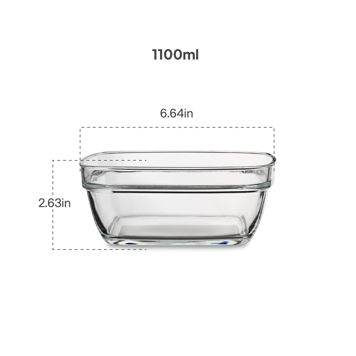 Square Serving Glass Bowl for Kitchen 1100 ml