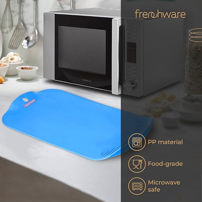 Plastic Cutting-chopping Board With Drainer 1 Unit, Premium-grade Plastic, Blue Colour