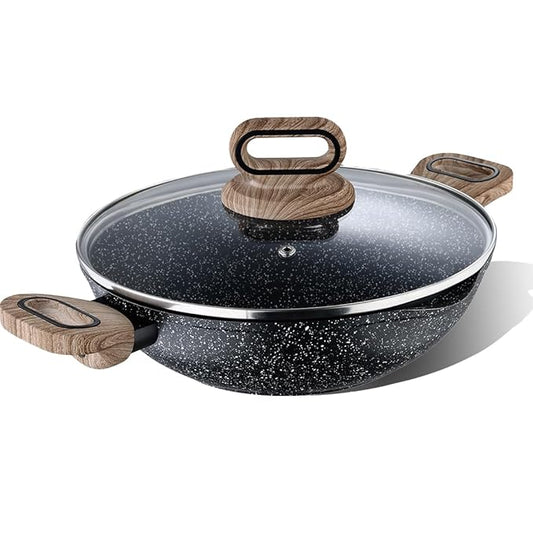 Ultimate Forged Nonstick 24 cm Kadai With Glass Lid, 2 L Capacity