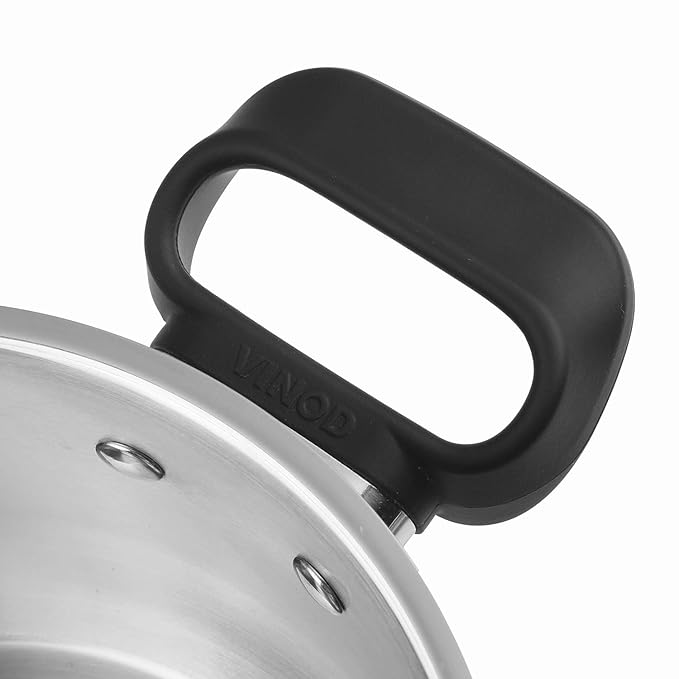 Stainless Steel Deluxe Saucepot With Glass Lid - 4 L, 22 cm, Biryani Pot, Riveted Sturdy Handles