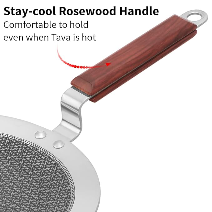 24 cm Paratha Tava, Triply Stainless Steel Shielded Nonstick Tawa