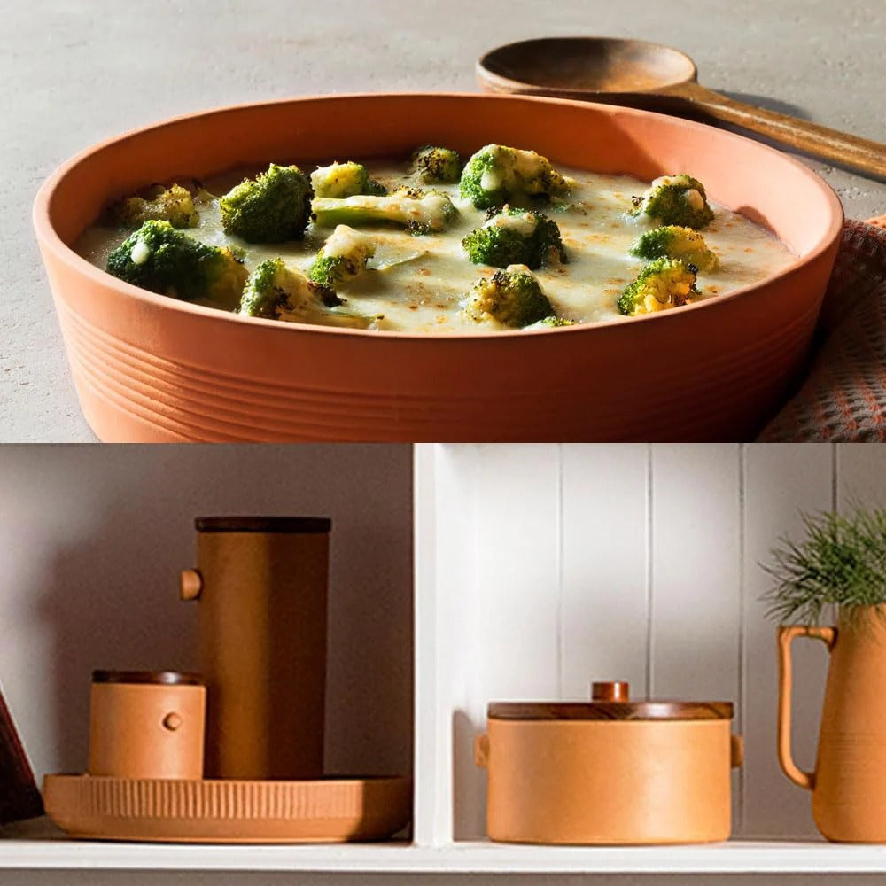 Terracotta Baking Dish 900 ml Microwave Oven Safe Red 24 cm