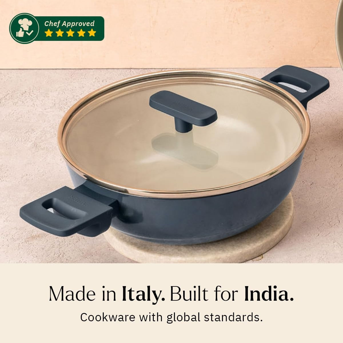 Kadai 24 cm with Glass Lid Soft-Touch Handle Ceramic Non-Stick