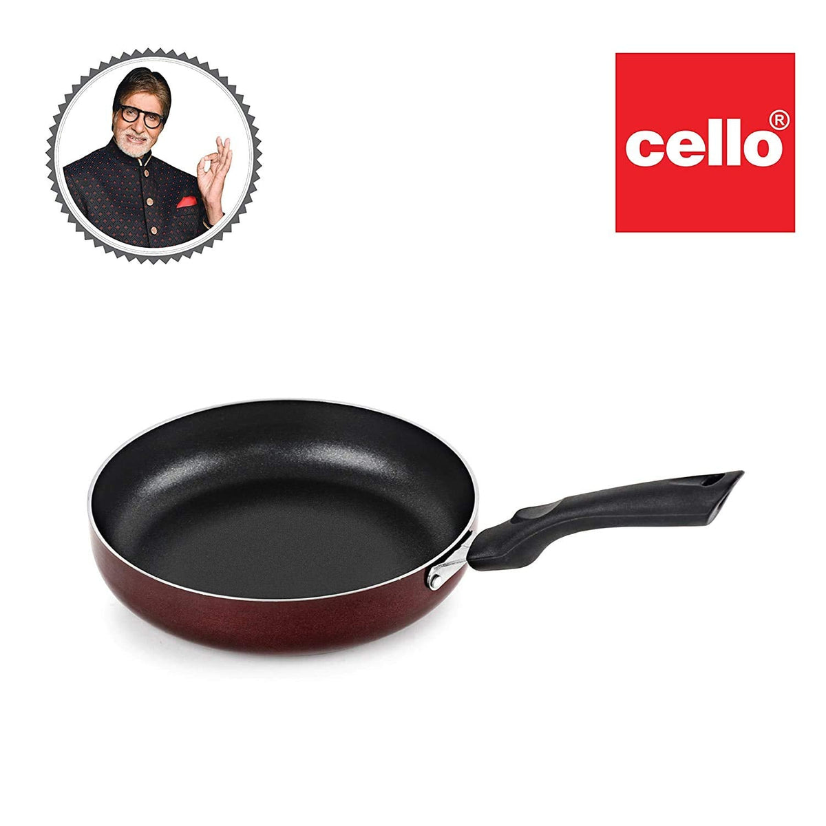 Non Stick Induction Base Frying Pan/Tapper Pan, 220 mm, Cherry, Aluminium