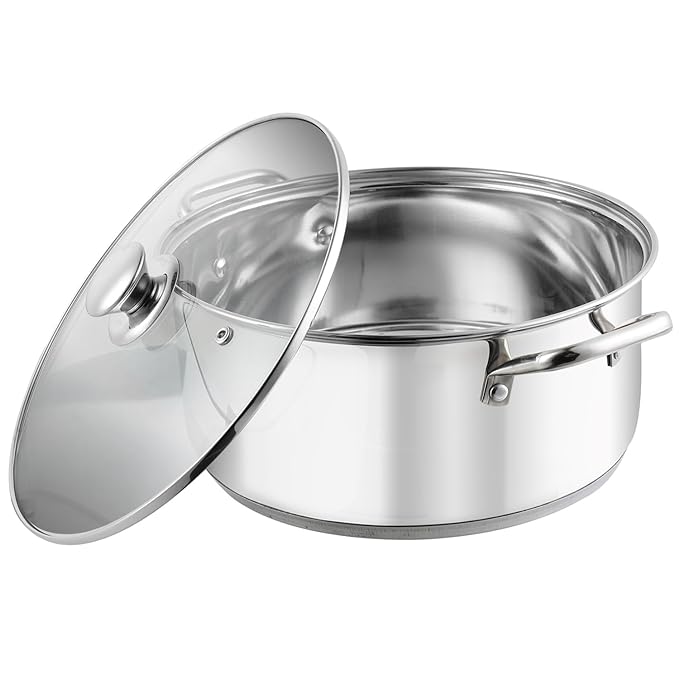 Stainless Steel Saucepot with Glass Lid - 3 L, 20 cm, Sandwich Bottom, Rivetted Handle