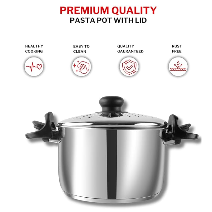 Stainless Steel Cookware Pasta, Noodle Steamer Pot With Lid - 4 L, Rice, Veggies Stainer Pot