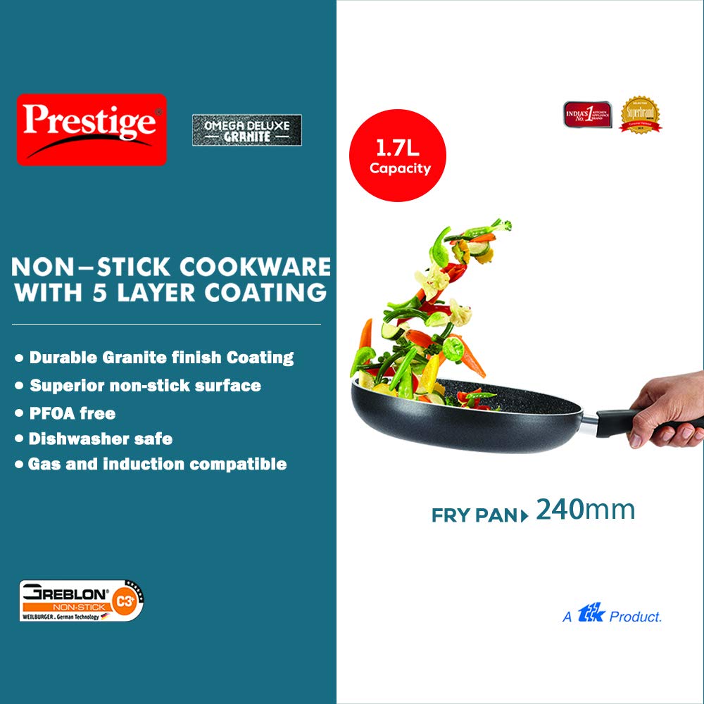 24 cm Granite Fry Pan with glass lid