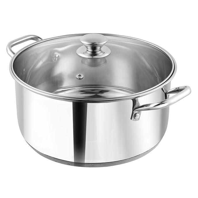 Stainless Steel Saucepot with Glass Lid - 2.2 L, 18 cm, Sandwich Bottom, Rivetted Handle