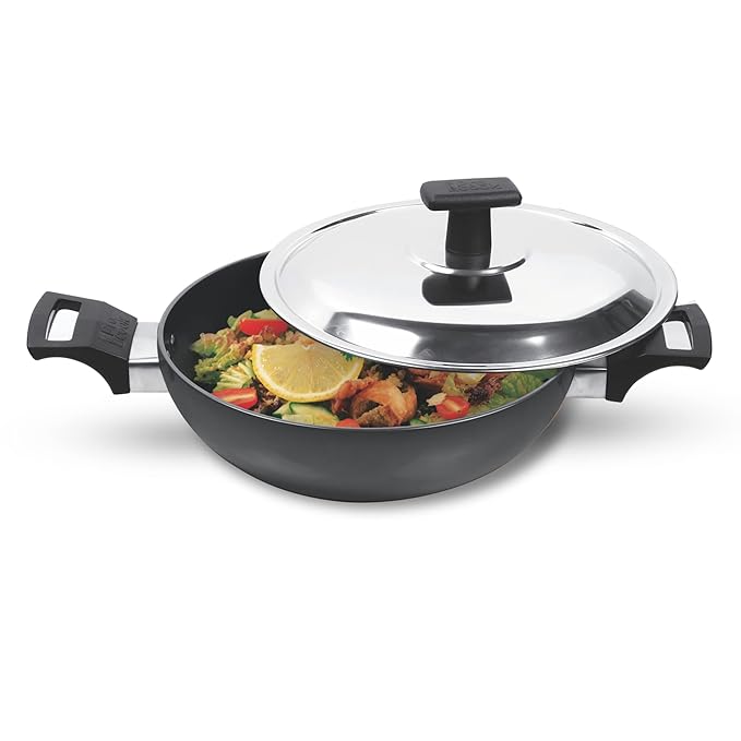 Hard Anodized Kadhai With Stainless Steel Lid, 24 cm / 2.8 L