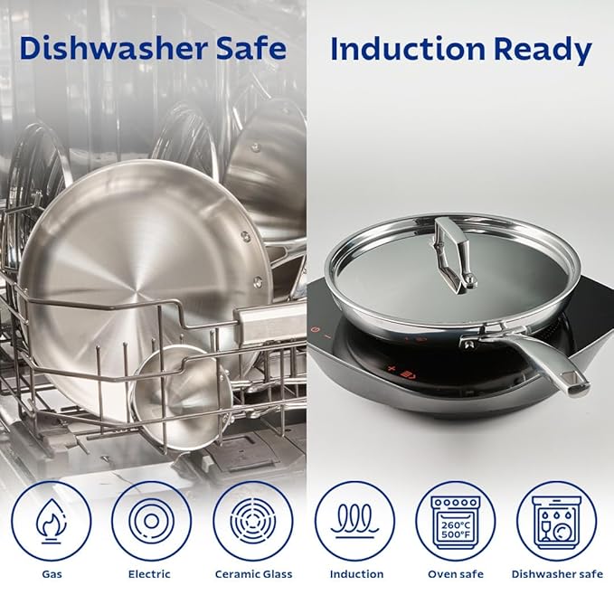 Triply 26 cm Fry Pan with SS 304 Lid