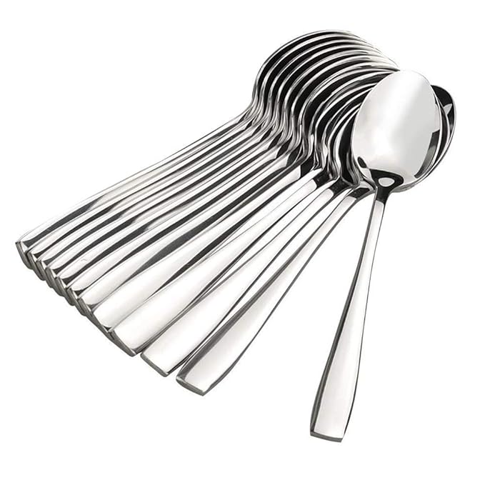 Stainless Steel Spoons Set of 12, Dinner Spoon Length 16 cm Food Grade Silverware for Home & Kitchen