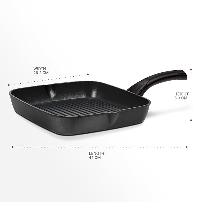 Grill Pan, Nonstick Die Cast Grilling Square Pan, 24 cm