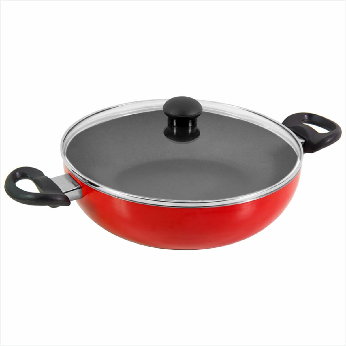 Coral DLX Granite Non Stick Kadai with Glass Lid, Premium Virgin Aluminium, Induction Base