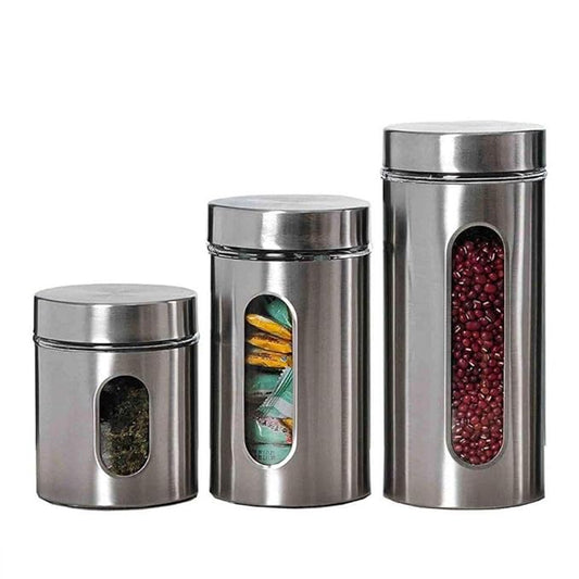 Glass Window Jar for Kitchen Storage Kitchen Storage Jars With Glass Window, Set of 3