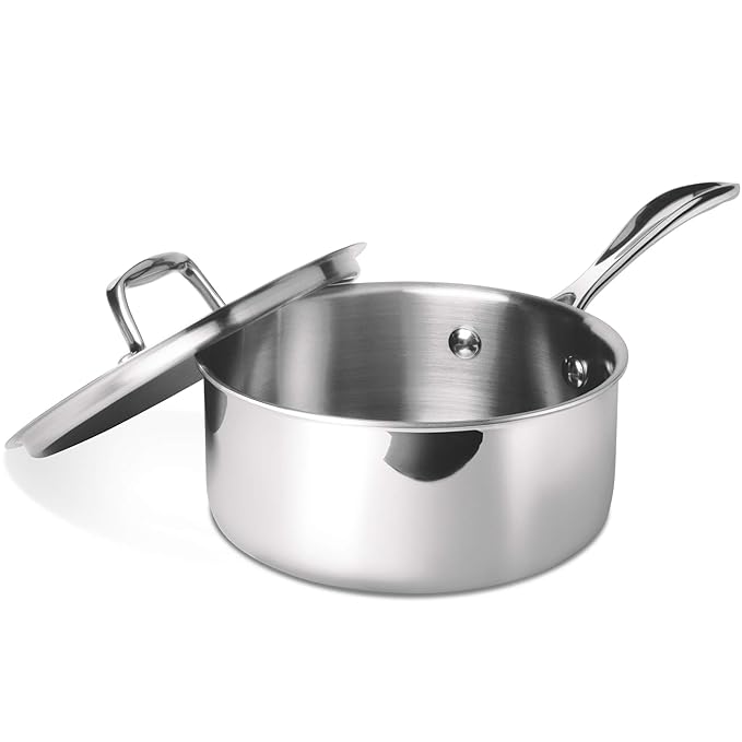 Triply Stainless Steel Sauce Pan with Lid, 14 cm / 1 L