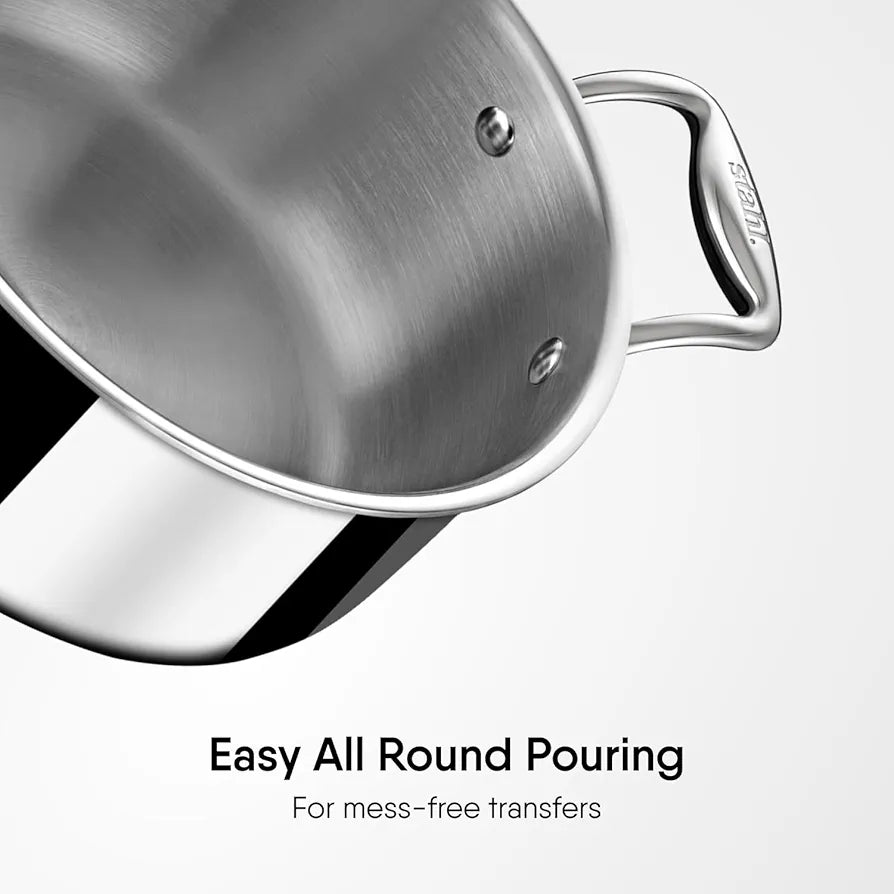 Triply Stainless Steel Sauce Pot, Casserole with Glass Lid