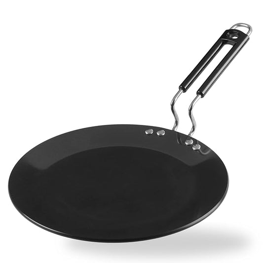 Hard Anodised Tawa - 28 cm, 5.25 mm Thickness, Metal Spoon Friendly, Riveted Sturdy Handle