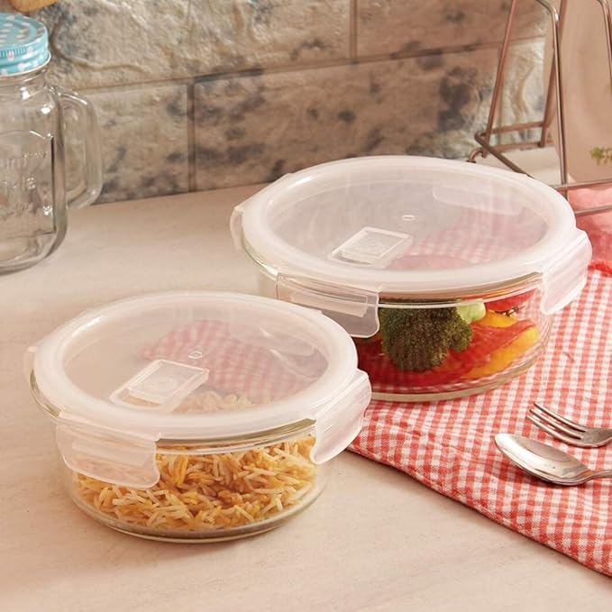 Borosilicate Glass Containers for Kitchen, Storage Box for Kitchen With Air Vent Lid, Set of 1, 380 ml