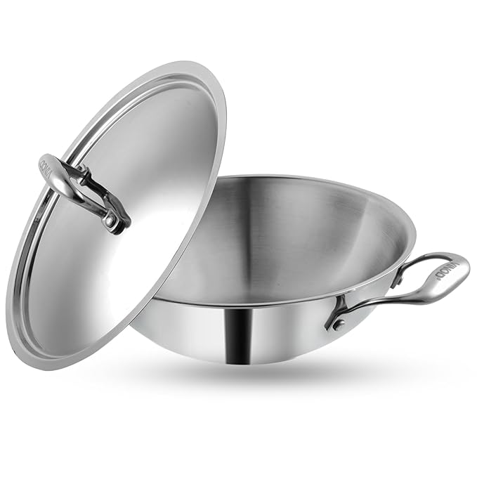 Triply Stainless Steel Cookware Kadai With Lid, 3.2 L, 26 cm, 2.5 mm Thick, 3 Layer Kadhai