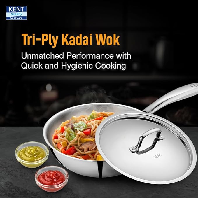 Triply Kadai Wok 18 cm With Ss Lid