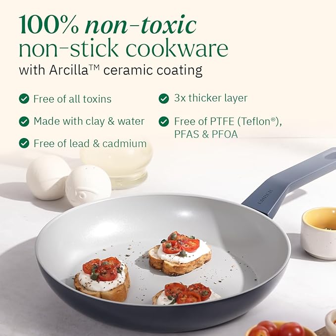 Ceramic Non-stick Egg Pan 20 cm, Matching Handle,, Terracotta