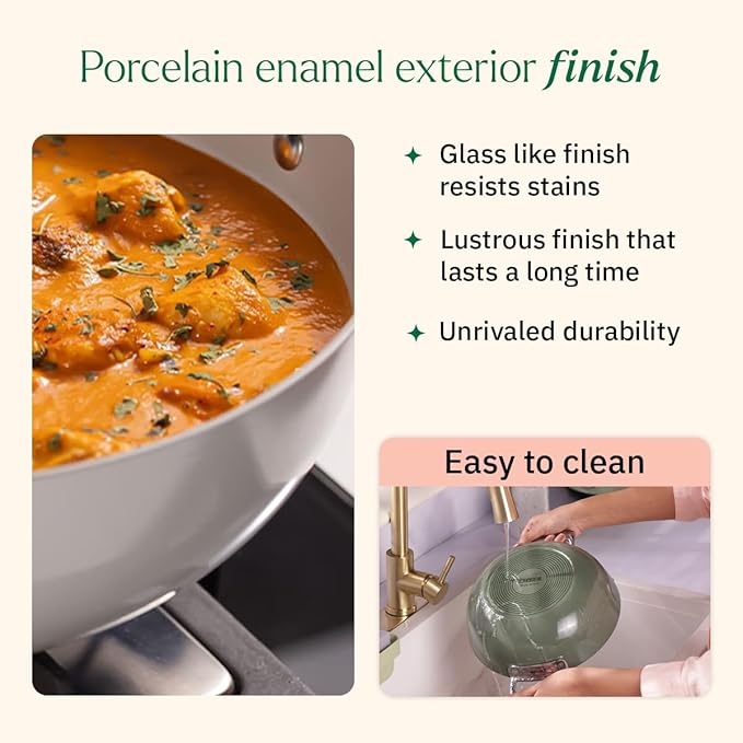 Ceramic Non Stick Kadai 24 cm, Metallic Lid, Matching Handles,, Blue