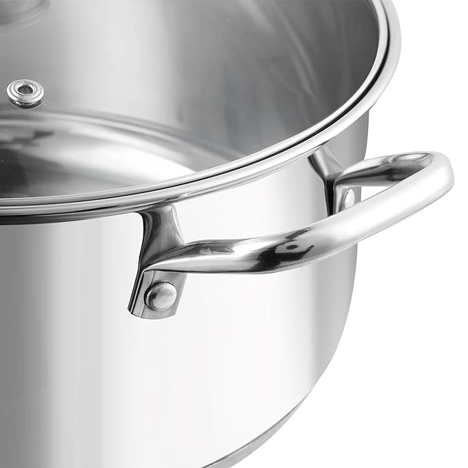 Stainless Steel Saucepot with Glass Lid - 2.2 L, 18 cm, Sandwich Bottom, Rivetted Handle