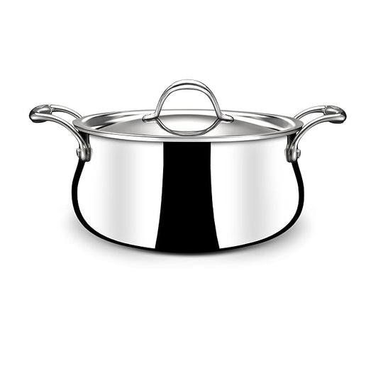 Triply Stainless Steel Belly Saucepot With Lid, Induction Base Casserole, Briyani Pot/ Handi, Stew Pot