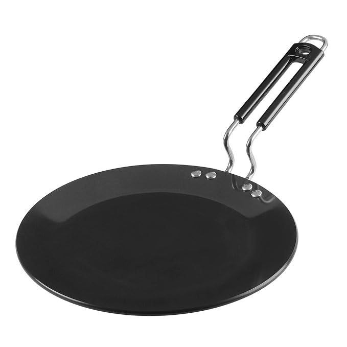 Plus Hard Anodised Flat Roti Tawa - 25 cm, 5.25 mm Thick, Bakelite Handle, Chapati, Omelette Tawa