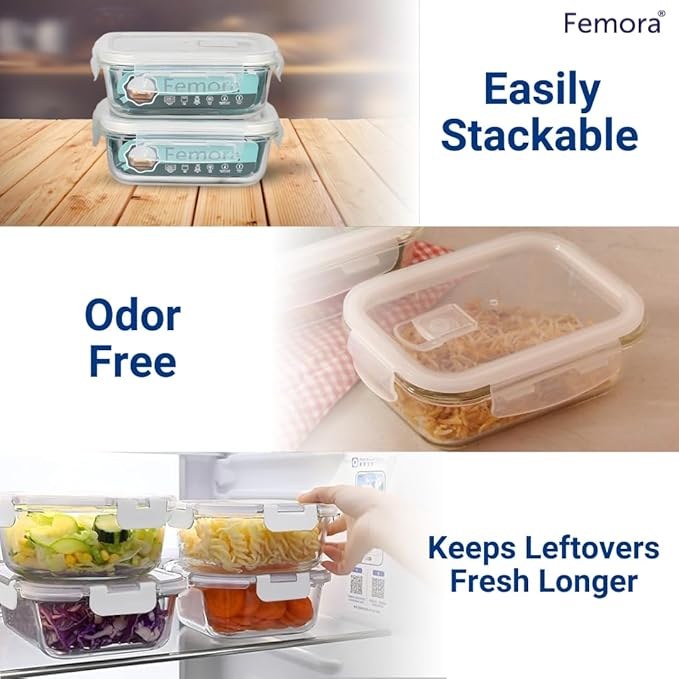 Borosilicate Glass Containers for Kitchen, Storage Box for Kitchen With Air Vent Lid, Pack of 1, 1000 ml