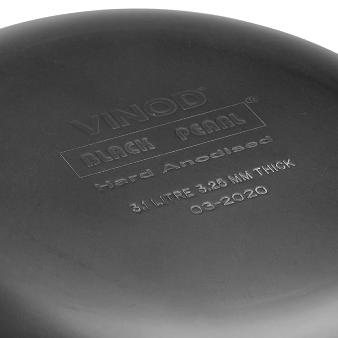 Hard Anodised Non Stick Deep Kadhai with Glass Lid - 2.6 L, 22 cm, 3.25 mm Thickness, kadai for Cooking