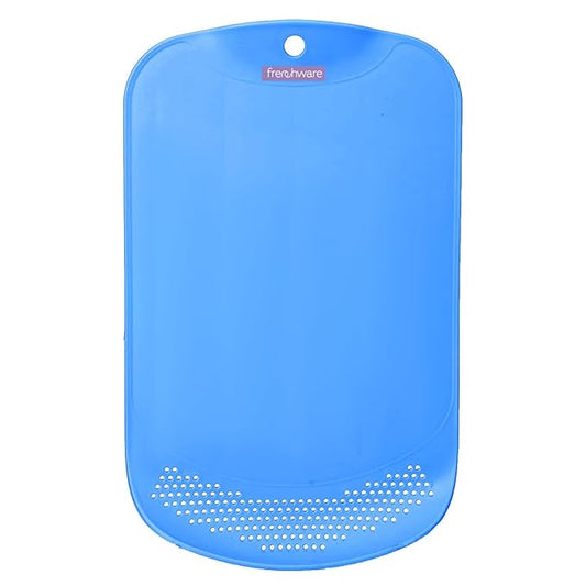 Plastic Cutting-chopping Board With Drainer 1 Unit, Premium-grade Plastic, Blue Colour