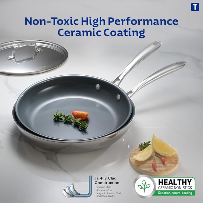 Healthy Triply Ceramic 20 cm Frypan with SS 304 lid