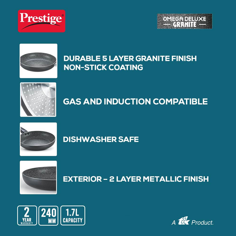 24 cm Granite Fry Pan with glass lid