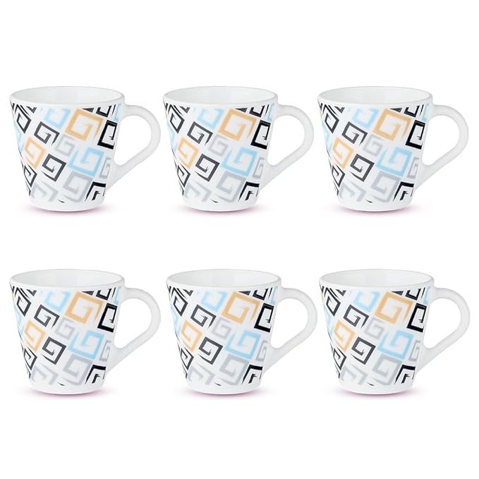 Opalware Mug, Set of 6 Tea/coffee Mugs, 160 ml Each