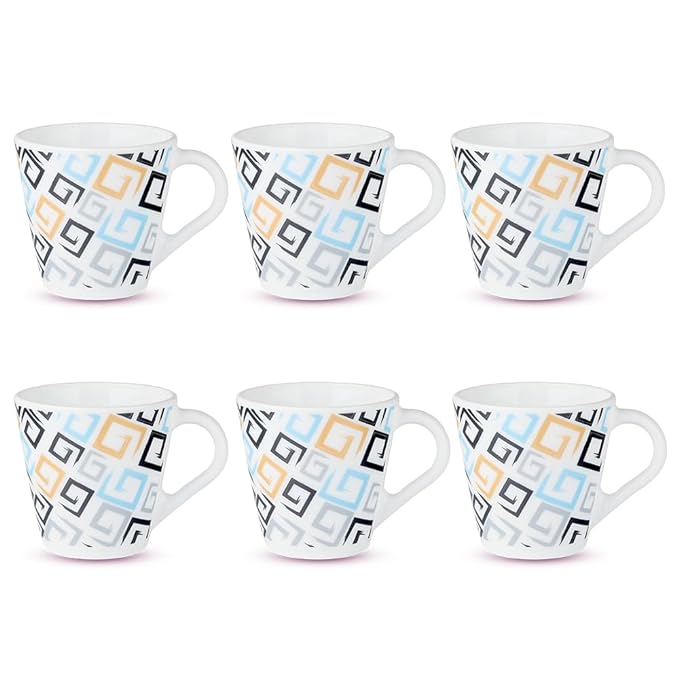 Opalware Mug, Set of 6 Tea/coffee Mugs, 110 ml Each