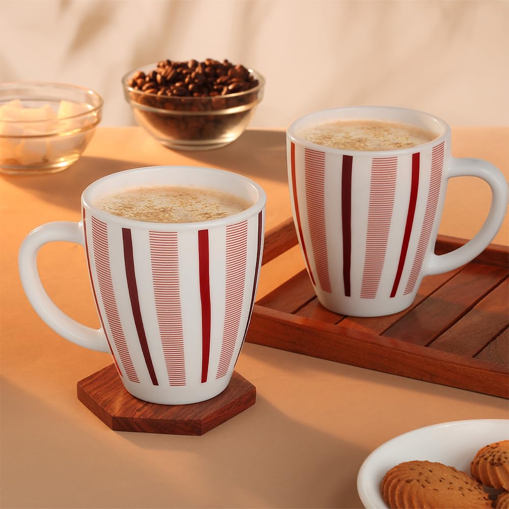 Red Strip 390 ml Mug, Set of 2