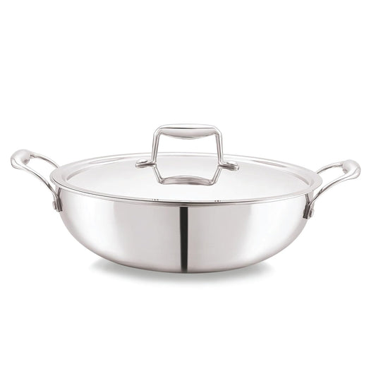 Tri-ply 20 cm Stainless Steel Cookware Kadhai With Lid