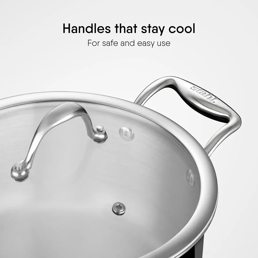 Triply Stainless Steel Sauce Pot, Casserole with Glass Lid