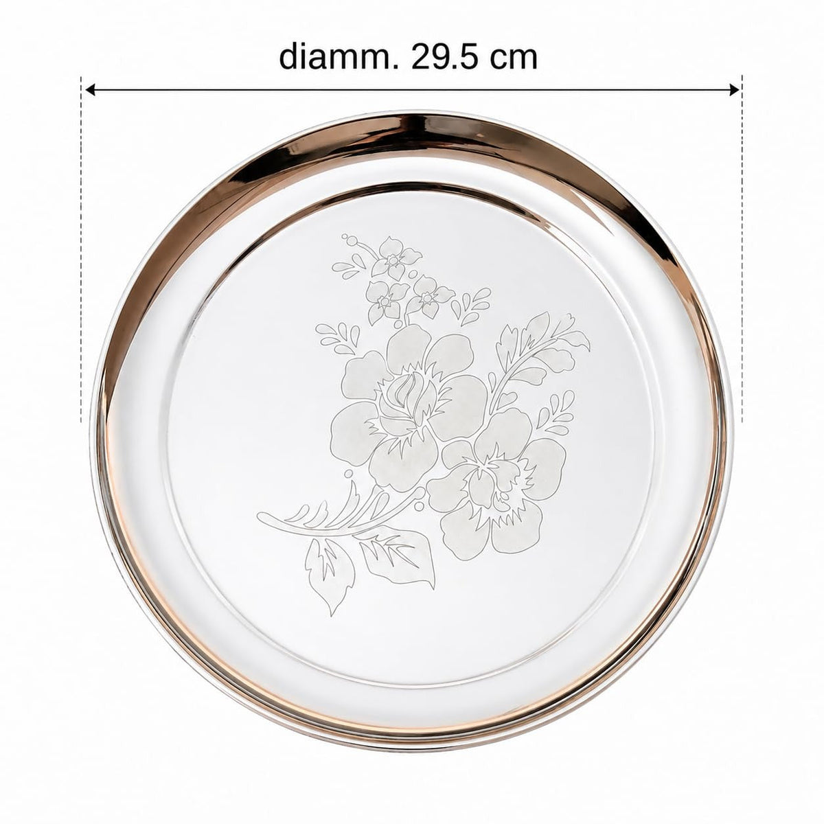 Stainless Steel Laser Design Dinner Plate - Set of 4