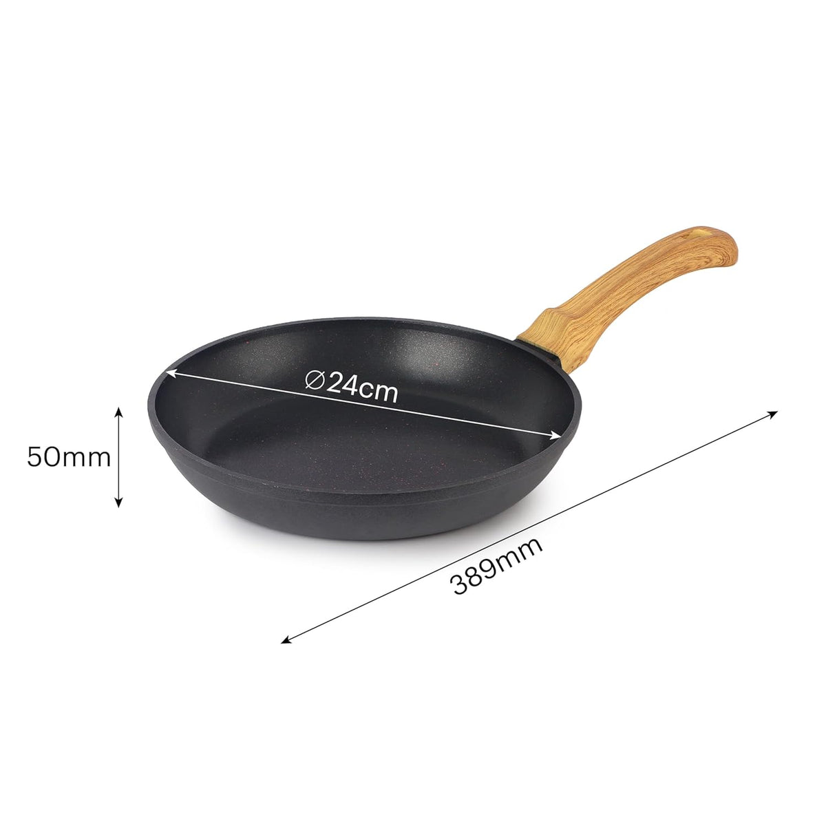 Die Cast Induction Taper Aluminium Fry Pan, Induction Base Fry Pan, Wooden Handle